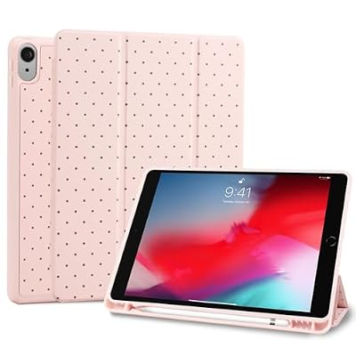 Fycyko Trifold Stand Case for iPad Air 11 Inch M4/M3/M2 (8th 2026/7th 2025/6th 2024), iPad Air 10.9 Inch 5th/4th Generation (2022/2020), Trendy Cute Polkad Dot Print Aesthetic Pattern Design-Pink