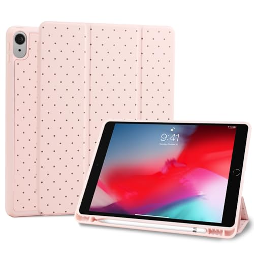 Fycyko Compatible with iPad (A16) 11th Generation 11 Inch 2025 Case, Slim Stand Cover for iPad 10th 10.9 Inch 2022 with Pencil Holder, Polka Dot Stylish Aesthetics Design Protective Case,Pink