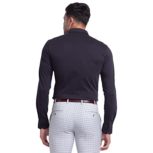 Image of Park Avenue Men's Cotton Blend Solid Pattern Slim Fit Narrow Collar Full Sleeve Formal Shirt