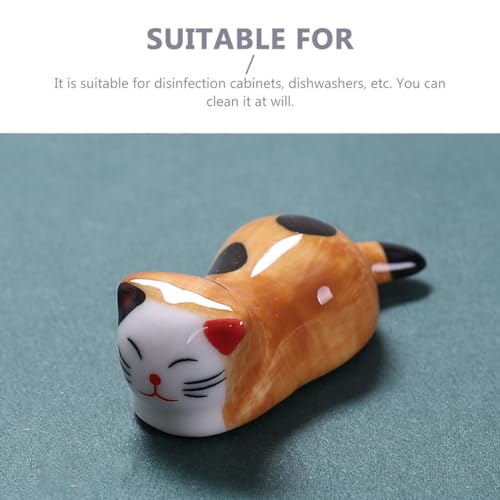 LEEQ Keramik Katze Stäbchenhalter - 6 pcs Essstäbchen Halter Keramik Katze, Stäbchen für Küche, Esstisch, Besteckaufbewahrung