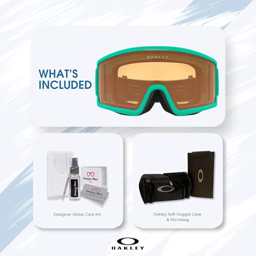 Image of Oakley Target Line MEDIUM /LARGE Ski Goggles for Men for Women | In White, Posideon & Celeste. Bonus kit: cleaning spray, cloth, screwdriver & mirror.