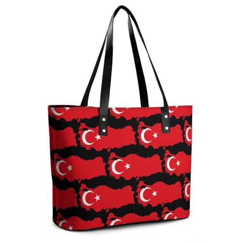 Turkey Flag Women's Leather Handbag Shoulder Bag Tote Purse Bags for Shopping Travel3