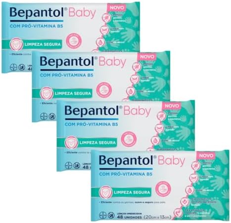 Kit 4 Lenços Umedecidos Proteção Antibac 48un cada Bepantol