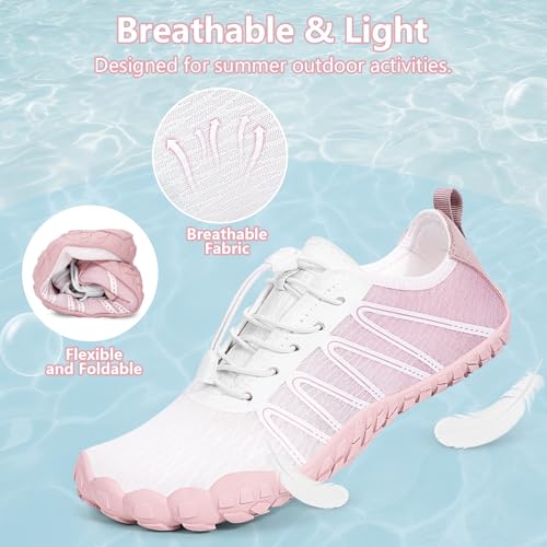Image of Hike Barefoot Water Shoes for Women Men Footwear, Quick Dry Wide Toe Box Pro Beach Swim Athletic Sports Shoes, Non-Slip Lightweight Aqua Shoe for Pool Hiking Walking Kayaking Diving Surfing