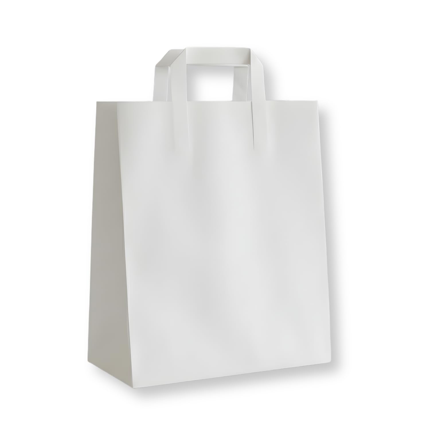 25 White SOS Paper Food Storage Bags with Flat External Handle – Premium Paper Carry Bags for Food Storage, Takeaway & Catering – Large 10" x 12" x 5"