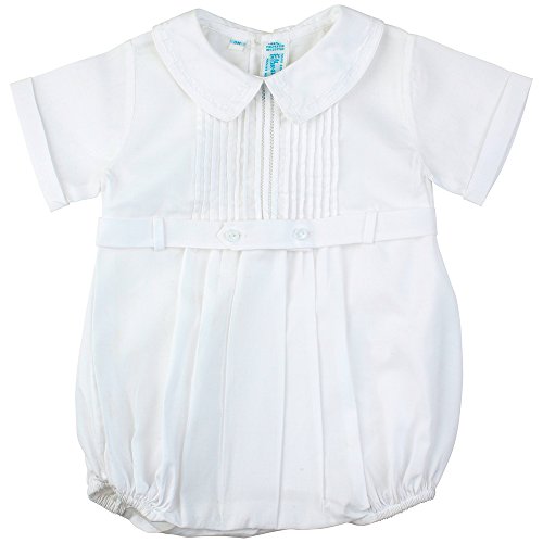 Feltman Brothers Baby Boy Romper Pintucked Creeper Baptism Christening