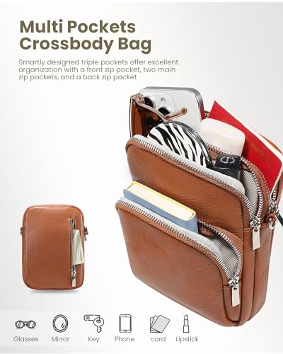 Image of befen Small Genuine Leather Crossbody Bag for Women Trendy Crossbody Purses with RFID Blocking Card Slots