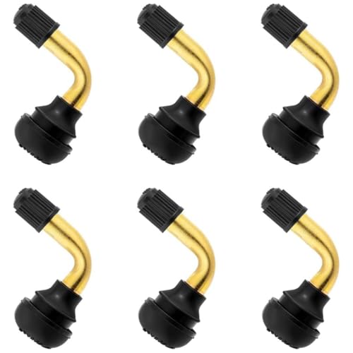 COYUN 6 Pièces Valve Tubeless Moto, Valve de Pneu Tubeless Valves de Jante en Laiton Valve Tubeless à 90 Degrés Pneu de Moto Valve de Voiture Tubeless Valve...