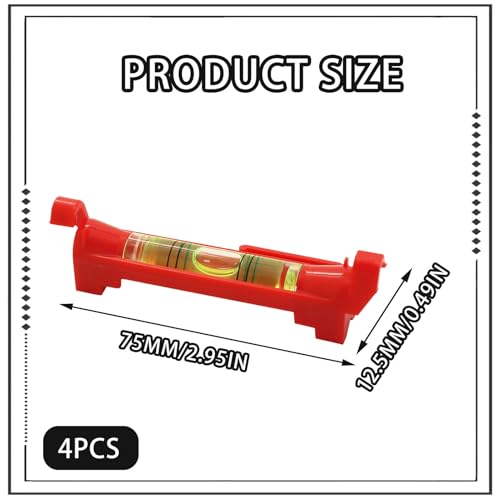 4 Stück Schnurwasserwaage,Wasserwaage Set,Wasserwaage Schnur,Richtschnur Set,Klein Schnurwaage für Maurerarbeiten,Rinnenarbeiten,Klempnerarbeiten,Spirit Level - Rot,75x12mm