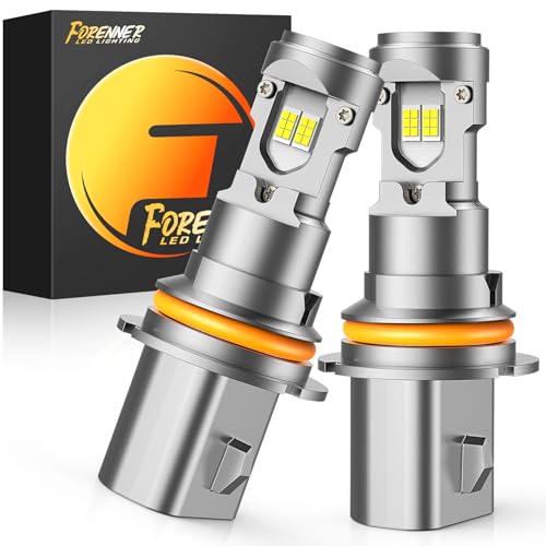 forenner 9004 HB5 LED Bulb high/low beam, Super Brightness 6500K Cool White, 1:1 Mini Size HB1 Fog Light Bulbs, IP68 Waterproof, Plug and Play, Pack of 2