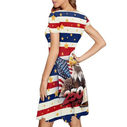 Image of AFPANQZ Womens Casual Summer Lightweight Vintage Dress Short Sleeve Midi Dress Knee-Long Luxury Formal Dress
