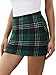 onlypuff Fall Plaid Skirts for Women High Waist Bodycon Mini Skirt Ladies Above The Knee Dress Fall Fashion Outfits Green New M