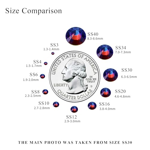 Image of 1440PCS SS3 Crystal Glass Flatback Rhinestones, Round Flat Back Crystal Gems for Nail Art and Craft Clothes, Glue Fix Diamond Stones Blue Flame (1.3-1.4mm)