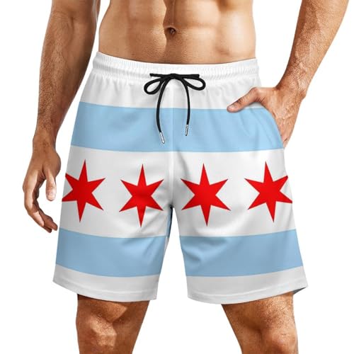 Barbados Flag Men's Beach Shorts Quick Dry Swim Trunks with Pockets Compression Liner Boardshorts for Men2