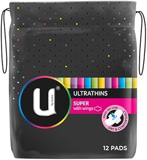 U BY KOTEX Ultrathins Pads Super with Wings 72 Count (6 x 12 Pack) - Packaging May Vary