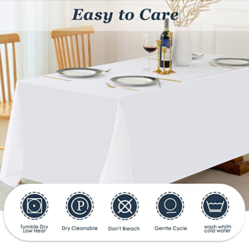 Leqee Rectangle Tablecloth,90 * 132Inch Stain And Wrinkle Resistant Polyester Table Cloth,Decorative Fabric Table Cover For Kitchen,Dinning,Party,Wedding Rectangular(White) #TOP3