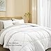AMWAN Box Stitched Comforter Set White Twin XL 3 PCS Brushed Microfiber Bedding Set, 1 Comforter with 2 Pillowcases, Lightweight and Fluffy Comforter for Adults, Teens, All Seasons Comforter Set