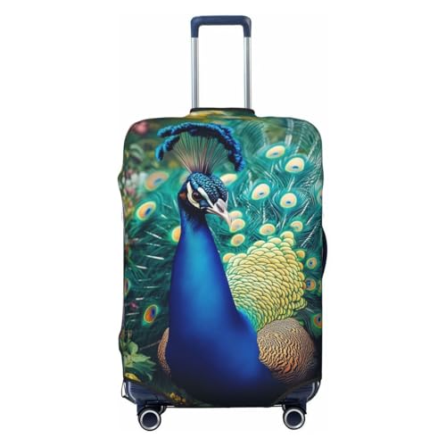 Elastic Luggage Cover Anti Scratch Dirt Covers, Peacock Vibrant Plumage Travel Luggage Cover Suitcase Protector Fits 23-26 Inch Luggage
