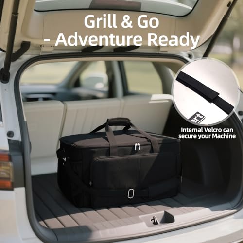 Image of Grill Carry Bag for Cuisinart CGG-306 Tabletop Grill with Pockets, Bag Only | Fully Lined with PE Foam, Rip-Proof Fabric, Adjustable Strap, Weather-Resistant, Portable BBQ Accessories Carrying Case
