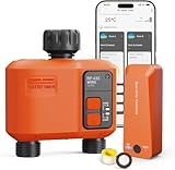 XinFuture Programmateur Arrosage WiFi 2 Voies avec Passerelle 300 Meters RF, Retard Pluie Minuteur Arrosage Automatique avec Contrôle APP, Minuterie D'irrigation Programmable et Arrosage à Distance