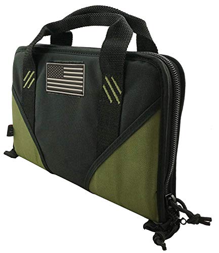 K-Cliffs Pistol Case Lockable Memory Foam Hand Gun Storage Pouch Carrying Bag | 6 Magazine Pockets Black/Olive #TOP1