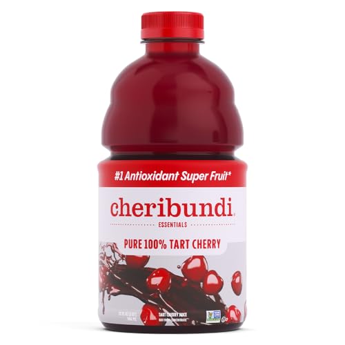 Cheribundi 100% Tart Cherry Juice Pure | Unsweetened Tart Cherry Juice | Athletes Recovery Drink | Promotes Restorative Sleep, Muscle Recovery & Boosts Athletic Performance | 32 floz (6 Pack)