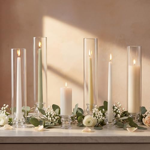 Hurricane Glass Candle Holders Set of 20 Clear Candlestick Holders