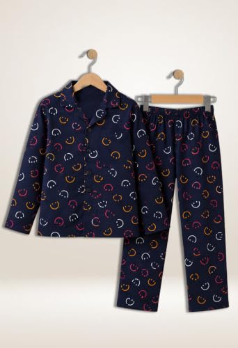 Image of 3BROS Kid's Pure Cotton Full Sleeves Night Suit /Dress for Boys /Girls Full Pajama & Top Sleep Suit Combo Set