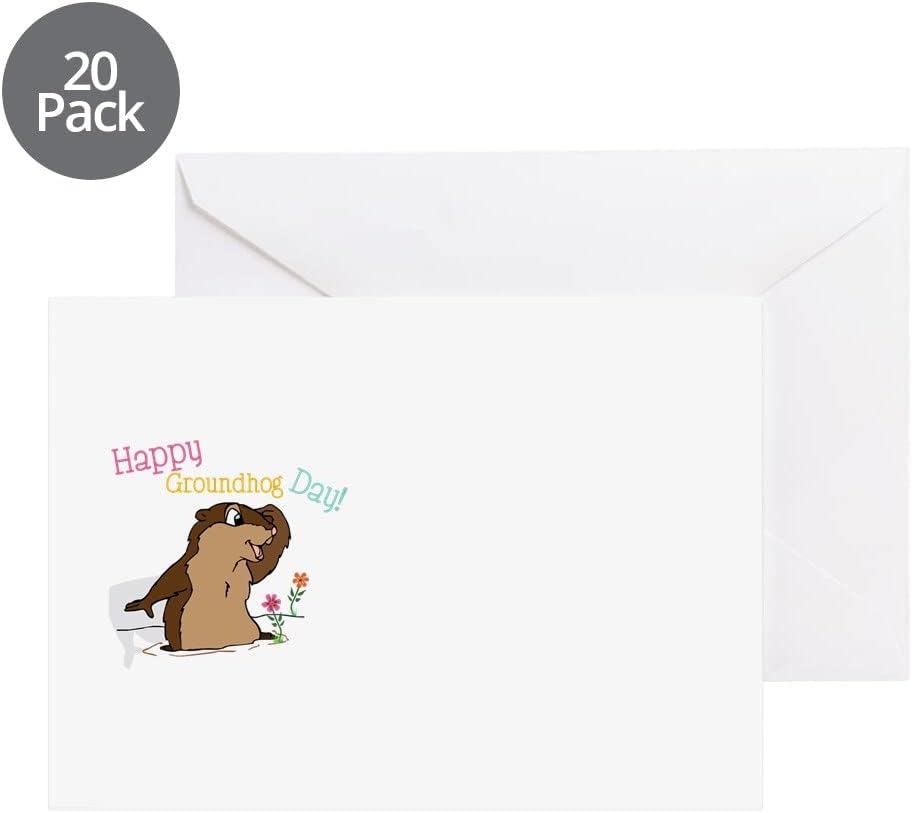 CafePress Happy Groundhog Day Greeting Cards Greeting Card (20-pack), Note Card with Blank Inside, Birthday Card Matte