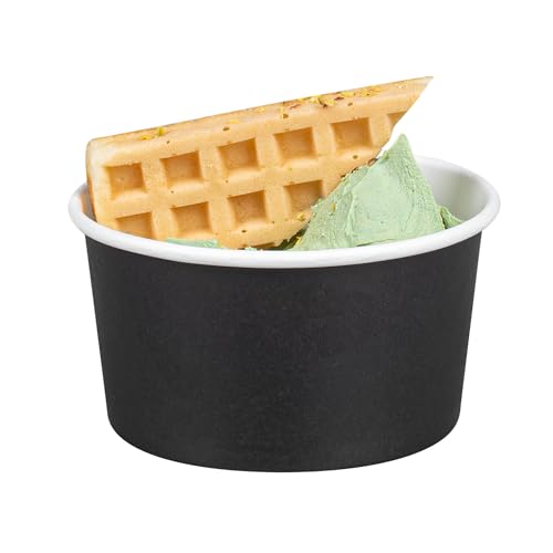 Image of Coppetta 8-Ounce Dessert Cups, 50 Disposable Ice Cream Cups - Lids Sold Separately, Sturdy, Black Paper Frozen Yogurt Bowls, For Hot And Cold Foods, Perfect For Gelato Or Mousse - Restaurantware