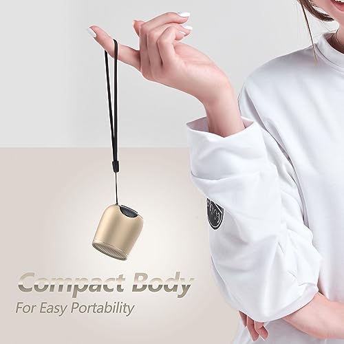 Image of INSMY Small Bluetooth Speaker, Waterproof Mini Portable Wireless Speaker, Punchy Bass Rich Audio Stereo Pairing, Handheld Pocket Size,Built in Mic for Hiking Biking Gift Laptop Tablet (Gold)