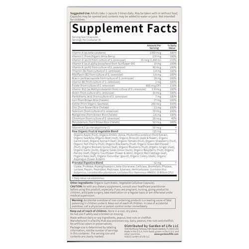 Garden of Life Vitamin Code Raw Prenatal Multivitamin for Women with Iron, Folate, Probiotics and Whole Food Nutrients - Immune and Cellular Energy Support, Non-GMO, Gluten-Free, Kosher, 30 Day Supply - image 8