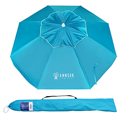 Ammsun 6.5 Foot Heavy Duty High Wind Beach Umbrella With Tilt Sun Shelter, Uv 50+ Protection Outdoor Sunshade Umbrella With Carry Bag For Patio Garden Beach Pool Backyard Sky Blue #TOP2