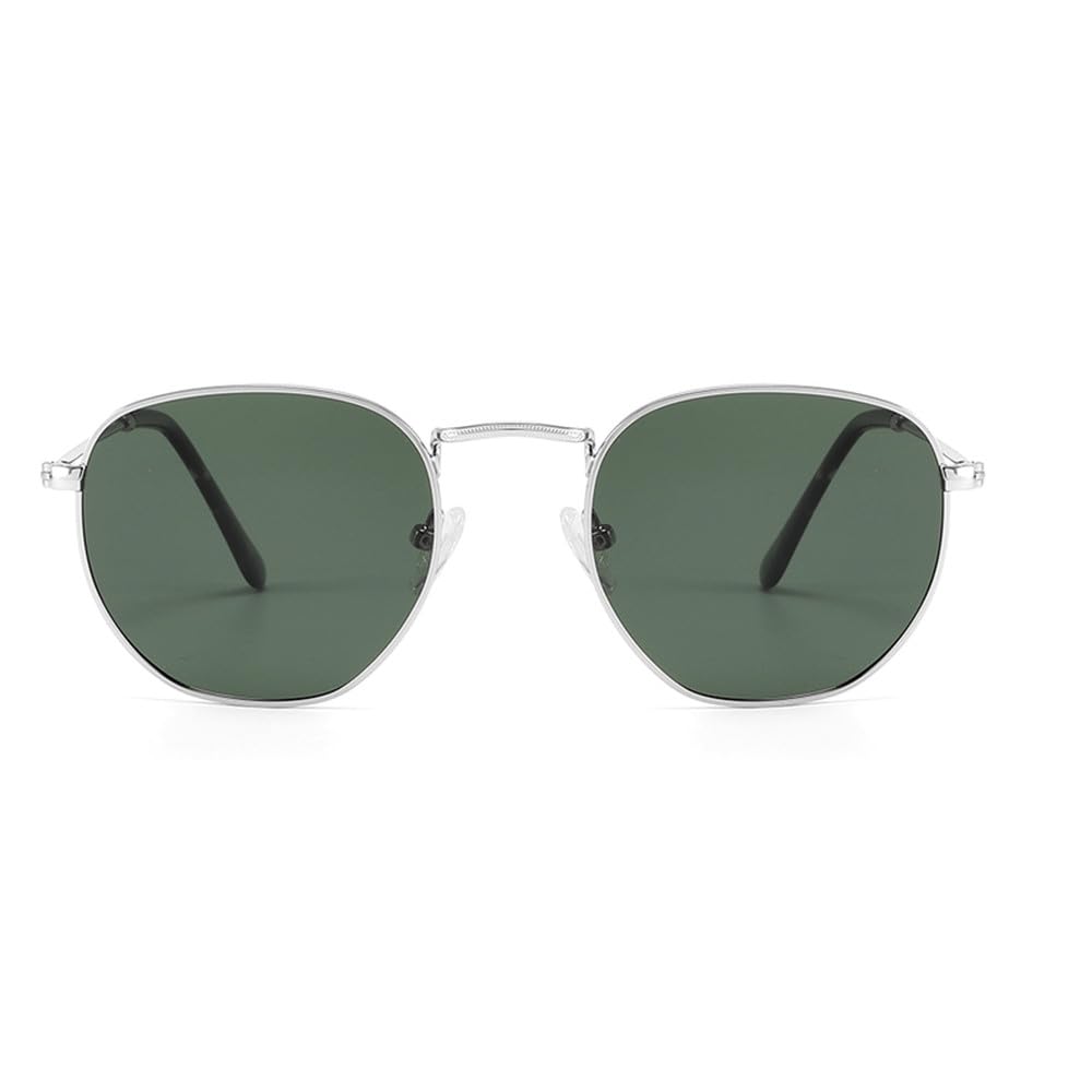 Gafas de sol polarizadas de moda para hombres y mujeres, modernas, cuadradas, hexagonales, de metal, con protección UV.