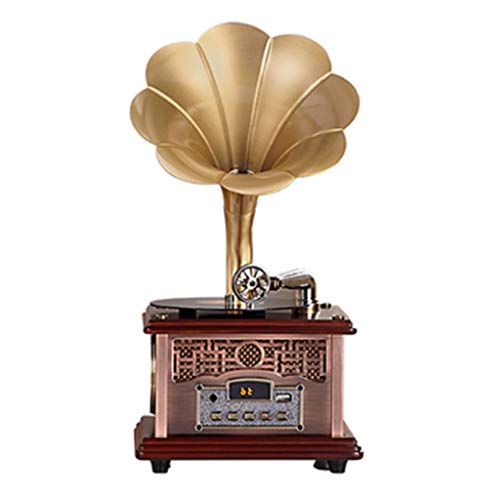Record player Plattenspieler Retro-Vinyl-Grammophon Europäischer Bluetooth-Musikplayer-UKW-Radio mit Fernbedienung, USB-Netzteil, LED-Digitalanzeige