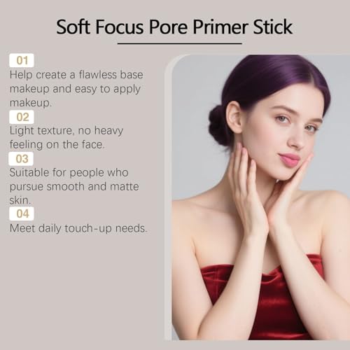 Eraser de poros - Stick minimizante invisible de poros | Control de petróleo de larga duración maquillaje hidratante facial mate para mujeres chicas de boda diarias - imagen 5