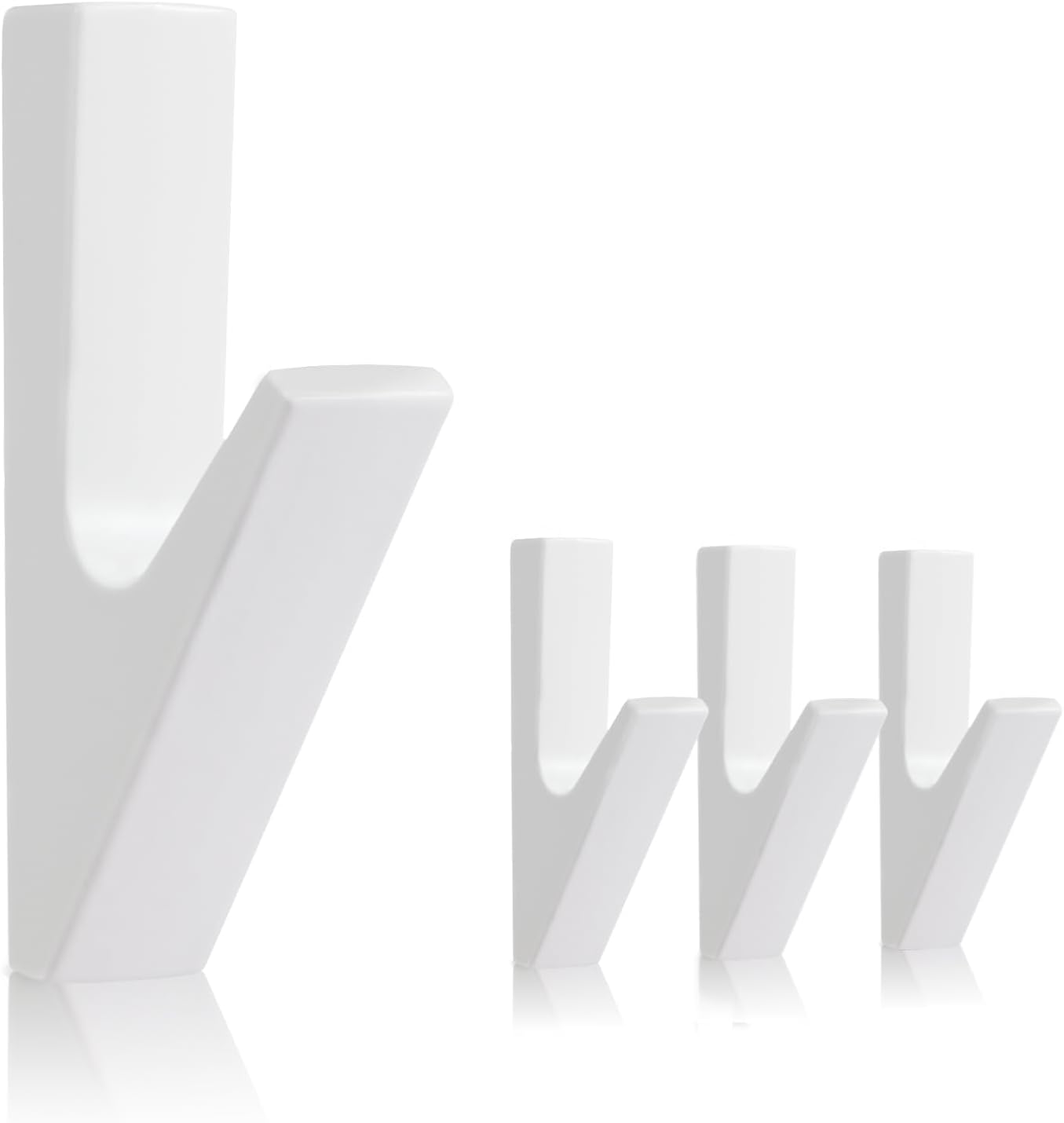 SIAMESE Aluminum Coat Hooks, 4 Pcs Matte White Towel Hooks, Wall Hooks for Clothes, Jackets, Shower, Robe, Hat, Towel, in Bathroom, Kitchen, Living Room, Bedroom(Matte White)