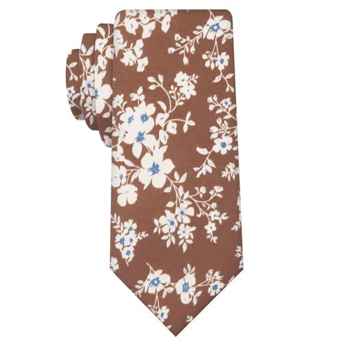 Image of Mantieqingway Floral Ties for Men Skinny Cotton Tie Flower Necktie