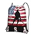 SEOCKA American Flag Ice Hockey Drawstring Backpack Gym Bag Sackpack Zipper Cinch Sports Backpack For Men Women