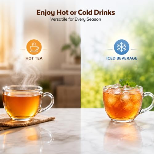 Image of QNQ Clear Glass Cup Transparent Glass with Handle for Coffee, Tea & Milk, Premium Glassware for Hot Beverages