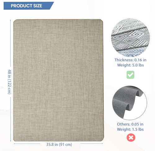 Image of Chair Mat for Hardwood Floor, 36 inch x 48 inch Heavy Duty Office Chair Mat for Rolling Chairs, Anti Slip, Non-Curve, Floor Protector for Home Office, Ivory Linen Weave