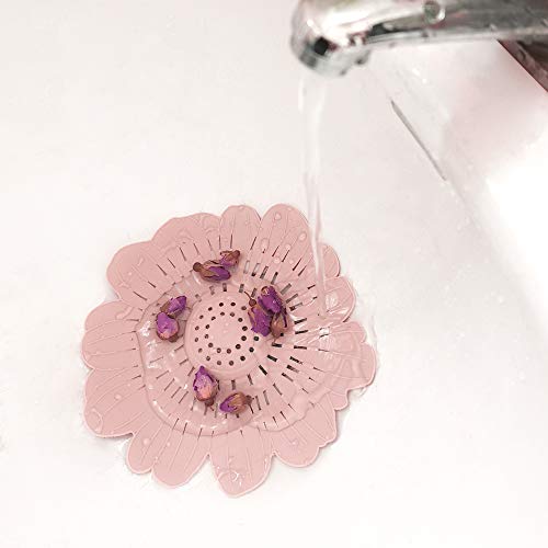Daily Treasures 4Pack Drain Hair Catcher, Colorful Flowers Shape Drain Protector Covers With 1Pcs Cleaning Brush-Easy To Install And Clean Suit For Bathroom Bathtub And Kitchen #TOP2