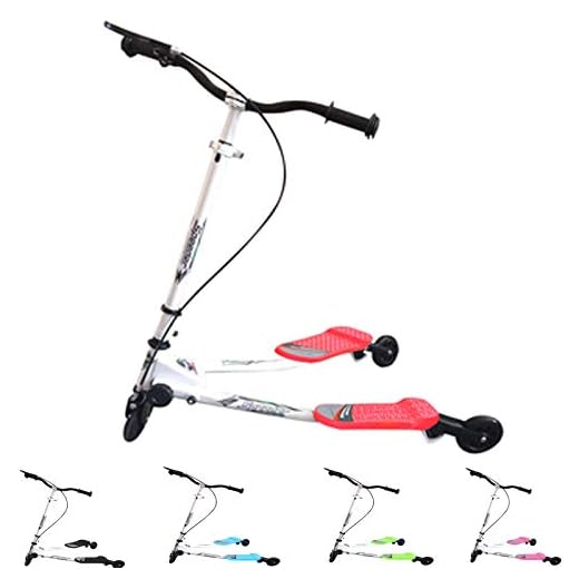 CROFULL Foldable Kids Swing Scooter with Adjustable Handle, 3 Wheel Push Drifting Wiggle Scooter for Boys Girls Kids Age 5-10
