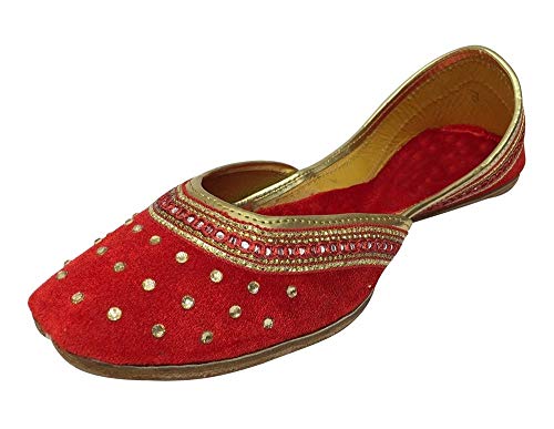 Punjabi Jutti Flat Red Wedding Shoes Khussa Shoes Indian Shoes Juti