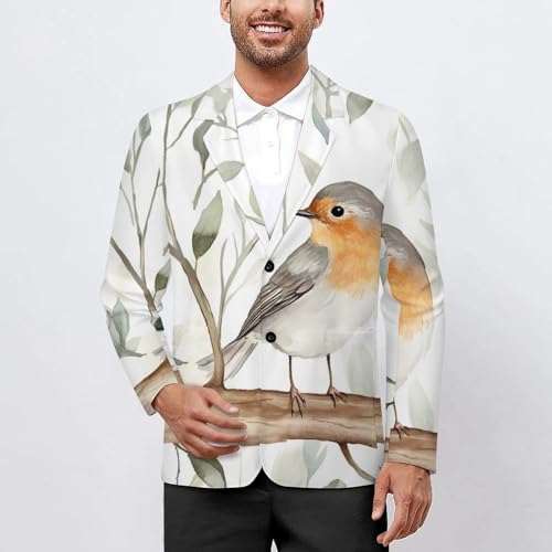 Robin Bird On Woods Classic Suits Blazer for Men Business Tuxedo Jacket Sport Coat Two Buttons2
