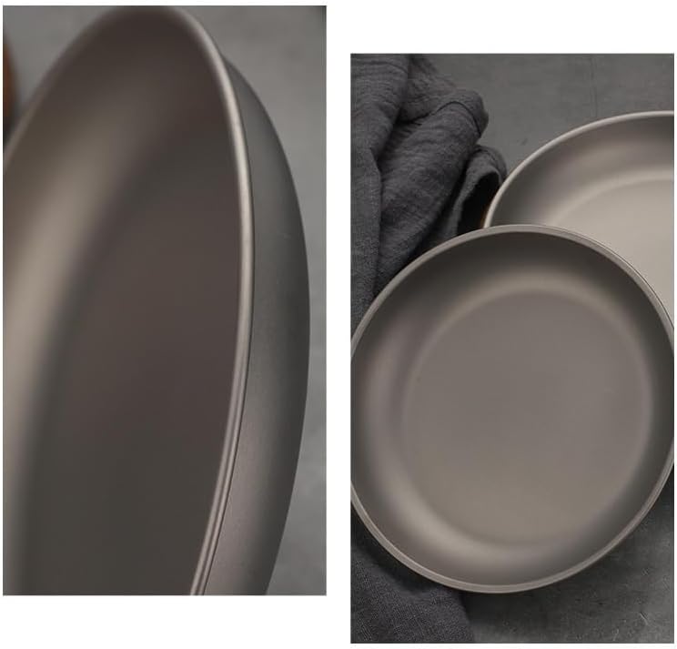 2PCS Pure Titanium Plate Outdoor Lightweight Portable Camping Picnic Tableware Household Tableware(L+BAG)