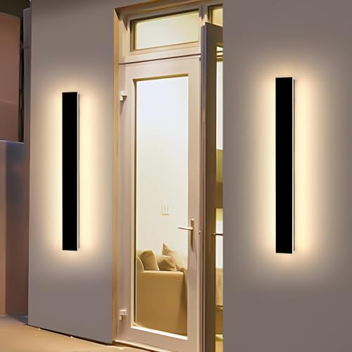 Image of 2 Pack 39.3inch Exterior Wall Light Fixture, Long Outdoor Modern Led Wall Light, 3000K Warm White, 36W, IP65 Waterproof Linear Outside Porch Lighting for House, Garage, Fence, Garden