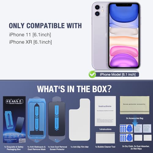 Image of 2-Pack Matte Privacy Screen Protector for for iPhone 11 and iPhone XR | 6.1-inch,9H Tempered Glass, Full Coverage, Anti-Fingerprint, Auto Dust-Elimination, No Bubble, Easy Installation