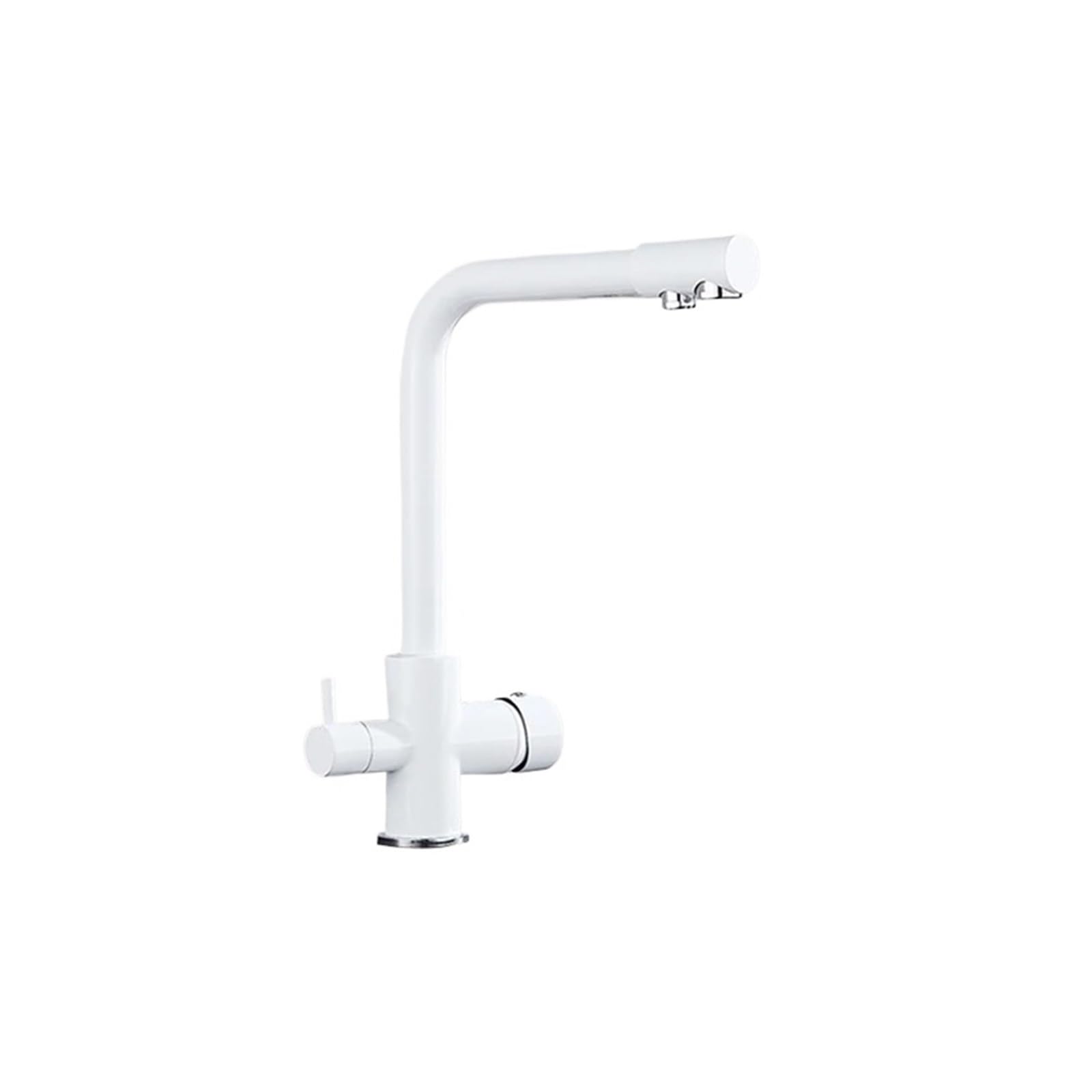 Kitchen Faucet Dual Swivel Spout Drinking Water Filter Brass Purifier Vessel Sink Mixer Tap Hot and Cold Water Torneira(White)
