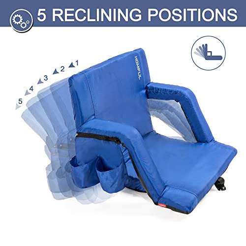 Homful Folding Stadium Seats For Bleachers With Lumbar And Back Support Portable Reclining Stadium Chairs With Padded Cushion Seats For Sporting Outdoor Camping Beach Concerts Picnic Bleacher Blue #TOP1